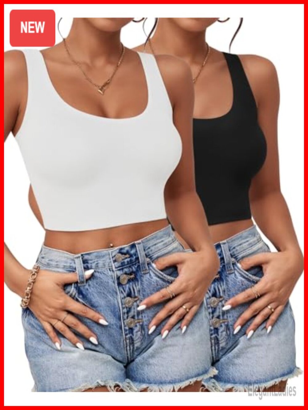 2 Pack Cotton Spandex Crop Tank Tops Sleeveless Racerback Athletic